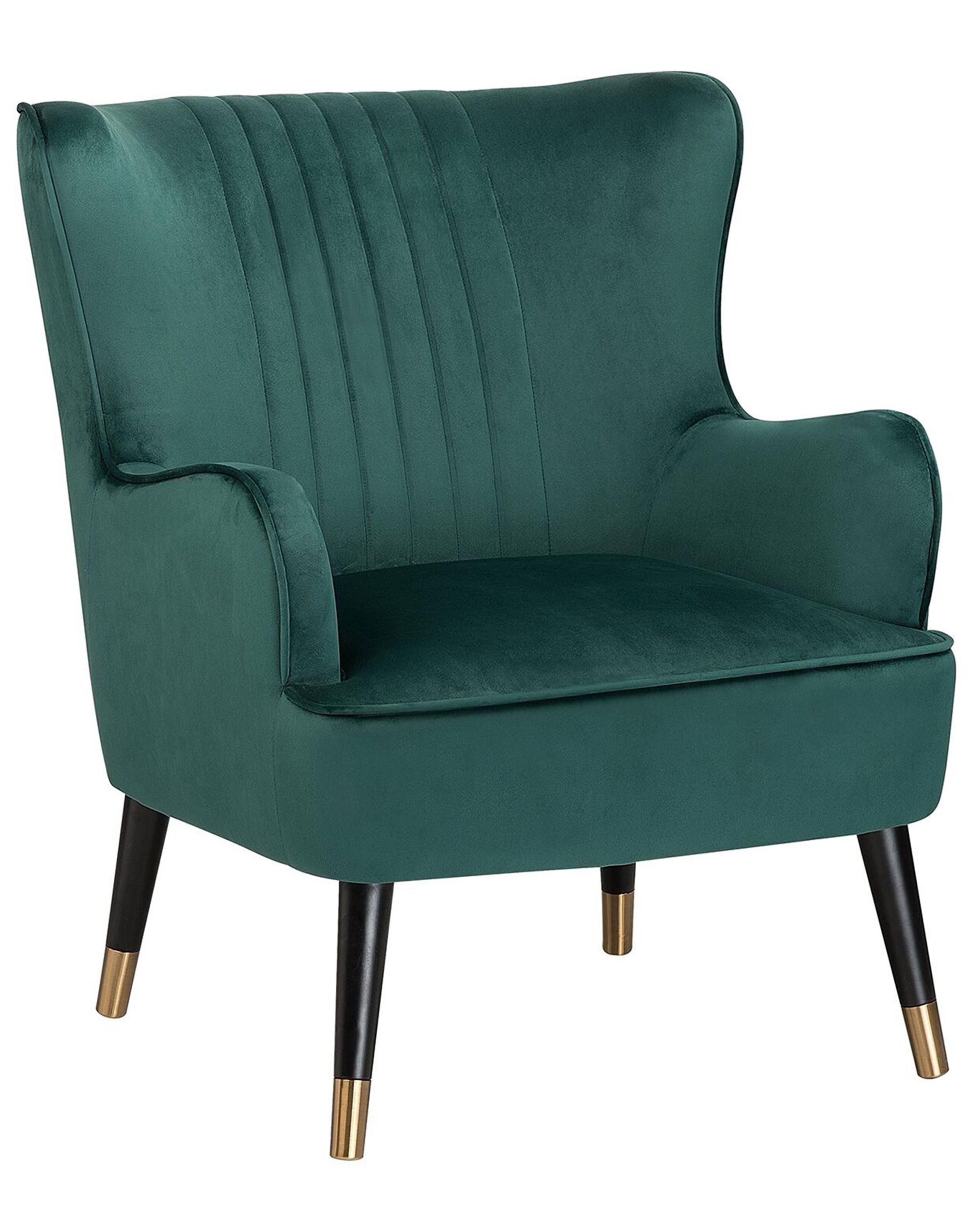Wingback Chair VARBERG Velvet Emerald Green