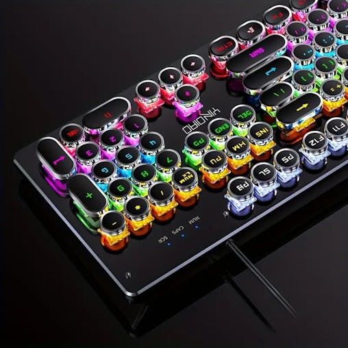 NNETM Caller Mechanical Keyboard - 104 Keys, Green Axis, Backlit, Wired USB, Black [Green Axis]