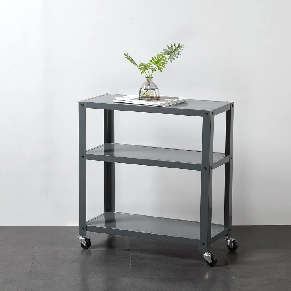 3-tier Blue/Grey/White Metal Bookcase