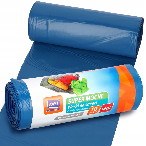 RAVI Worki na śm 140L 90x110cm LDPE S.Mocne 10szt