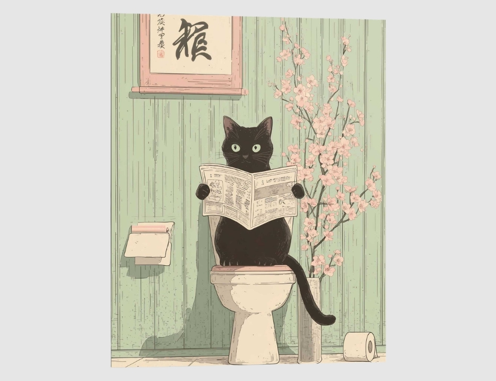 Bild Japandi Toilet Cat 40x50cm