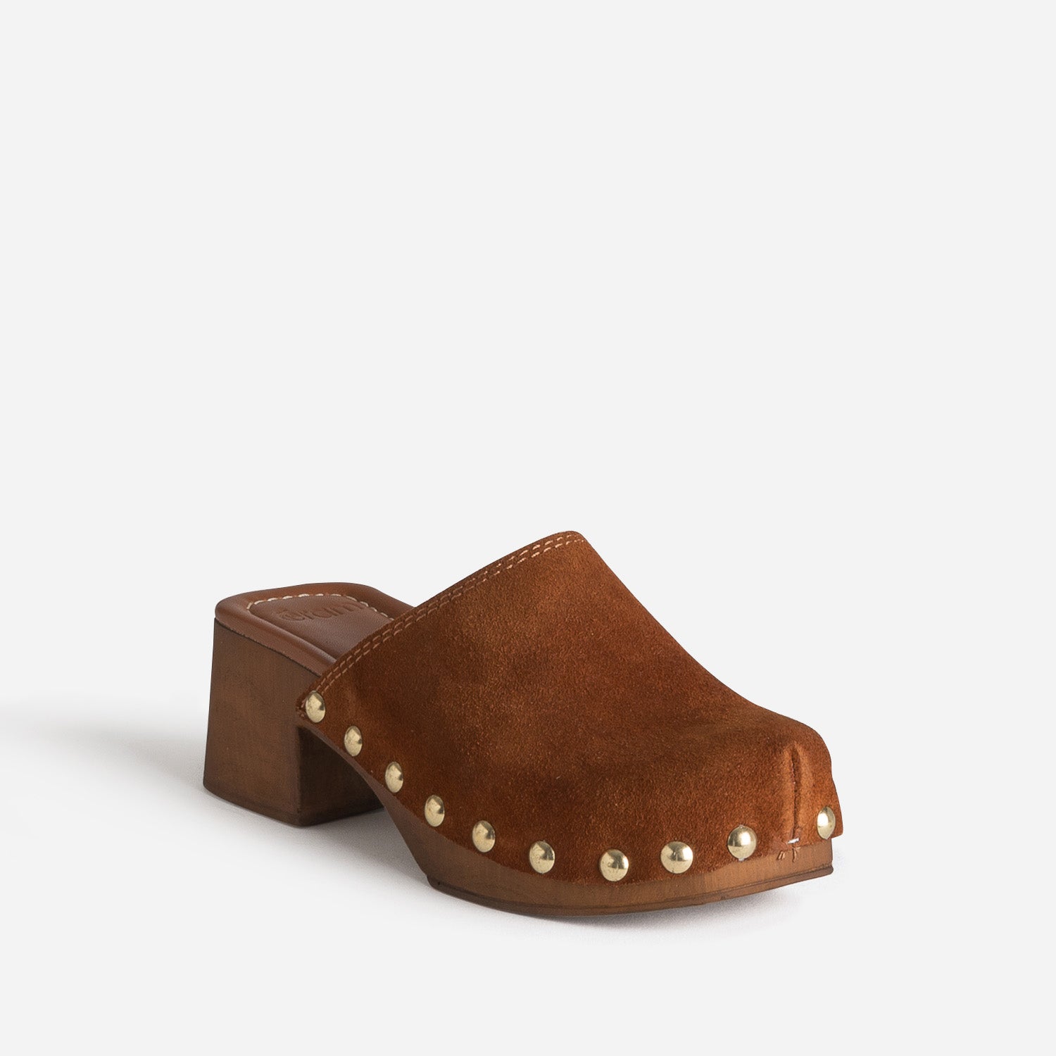 Sabot cognac cuir velours