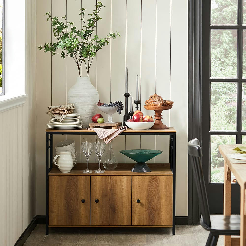 - Armoire multi-rangements 3 portes en panneaux de particules