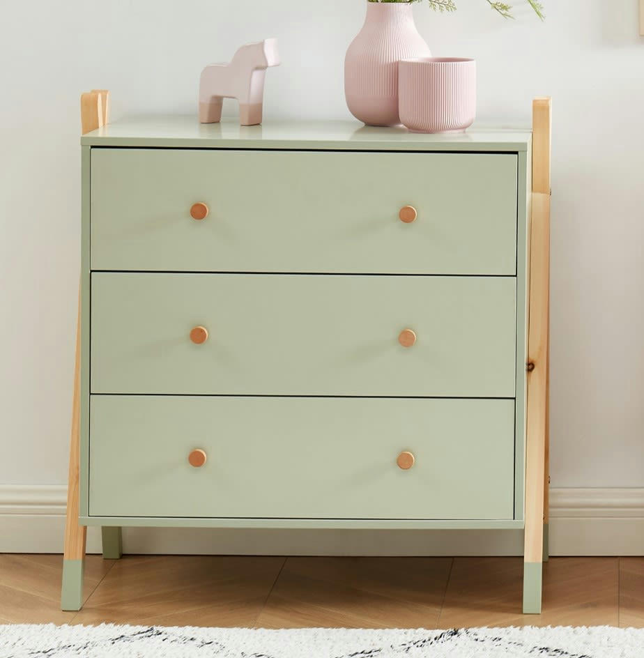 TIPI - Commode   vert  3 tiroirs 81cm