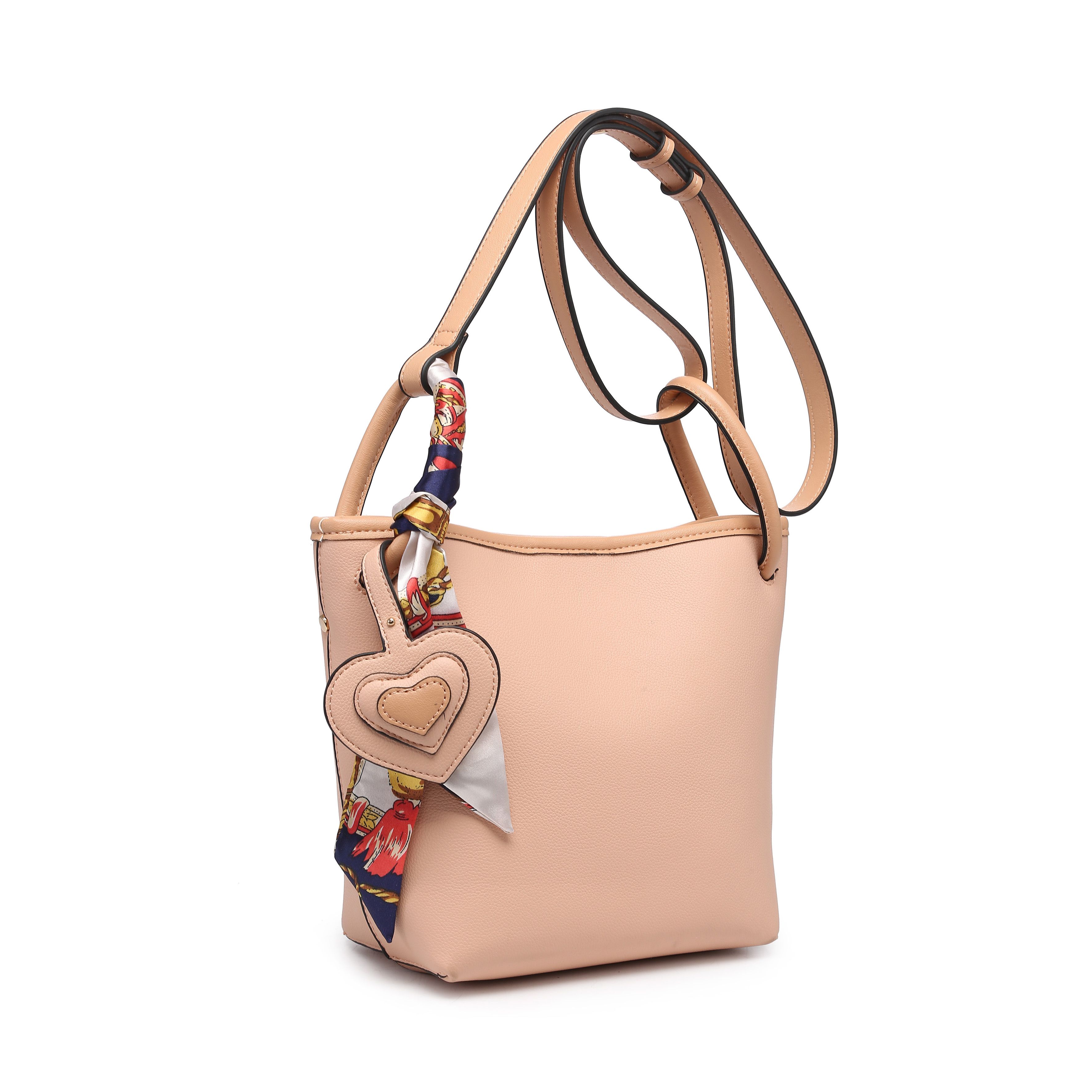JFY Silk Scarf Heart Shape Charm Cross Body Bag