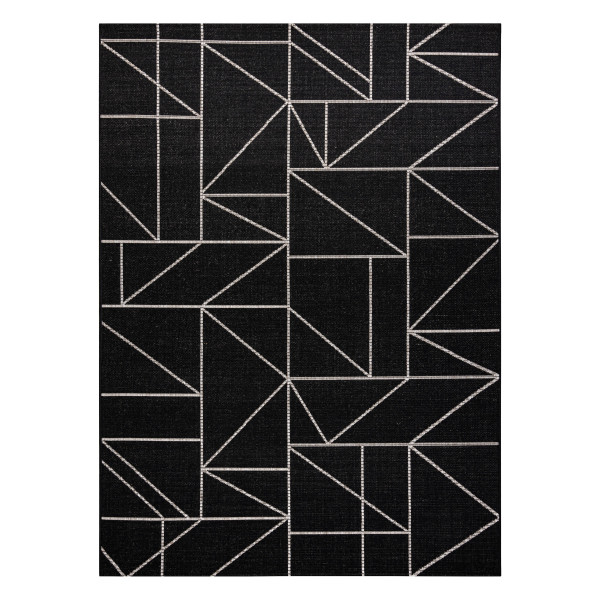DYWAN SZNURKOWY SIZAL FLOORLUX 20605 black / silver TRÓJKĄTY, 60x110 cm