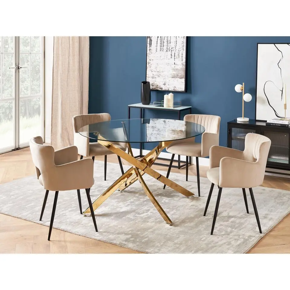 MARAMO - Eettafel - Goud - ?120 cm - Veiligheidsglas