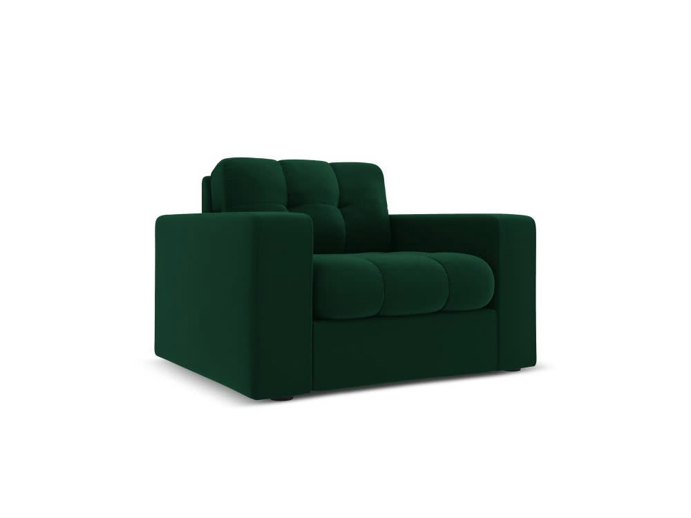 JUSTIN - Fauteuil en velours vert bouteille