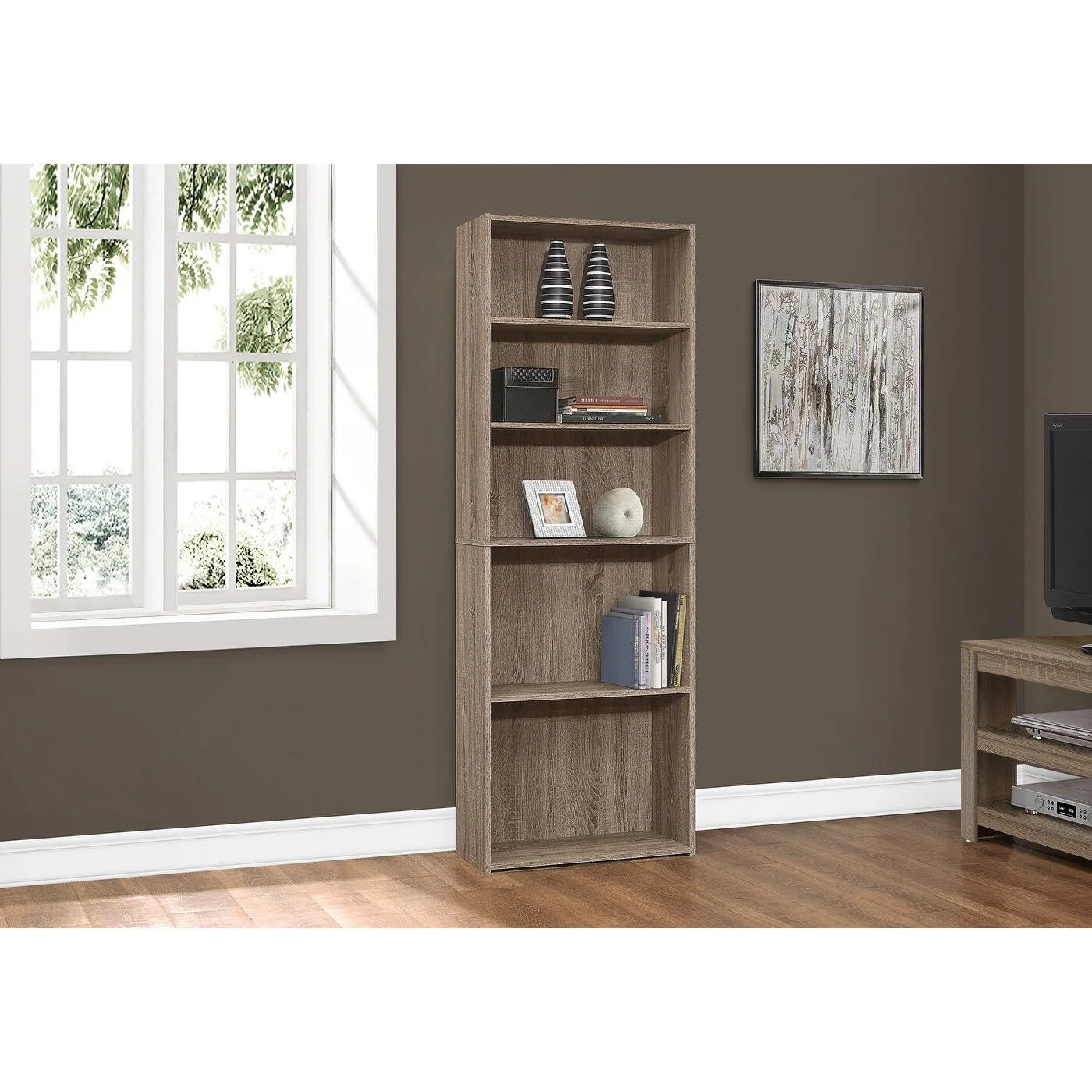 Bookshelf, Bookcase, 6 Tier, 72h, Office, Bedroom, Laminate, Transitional