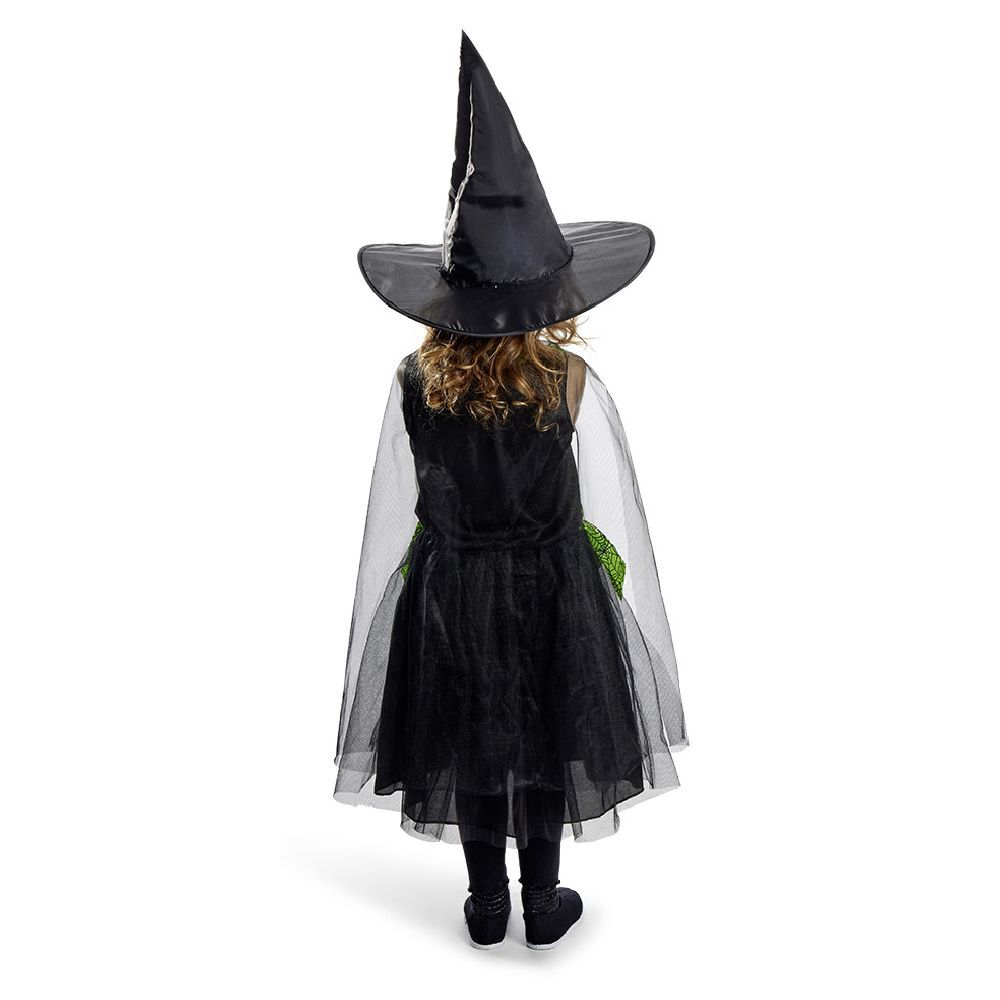 Déguisement enfant Halloween sorcière robe chapeau noir vert 4/6ans