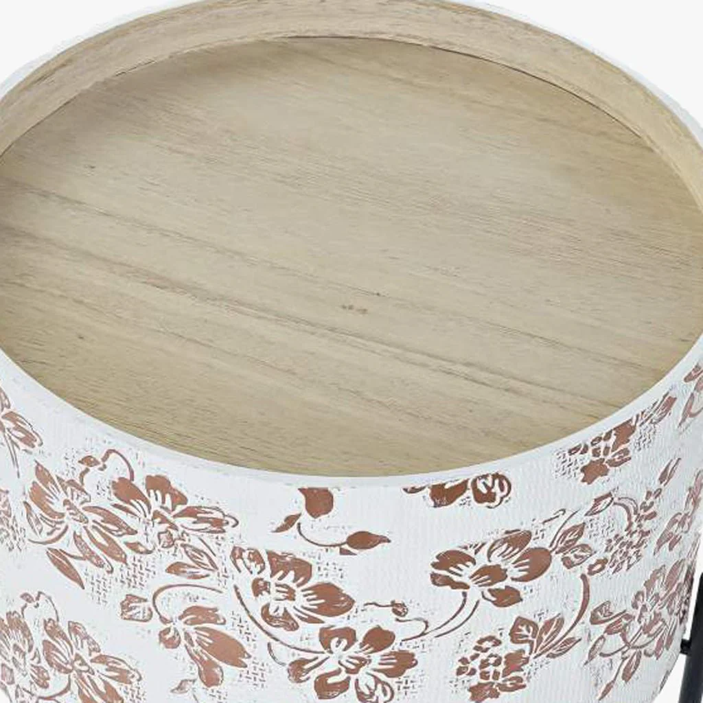 Mesa de Apoio Padrao Floral 38x38x39 JASMIN