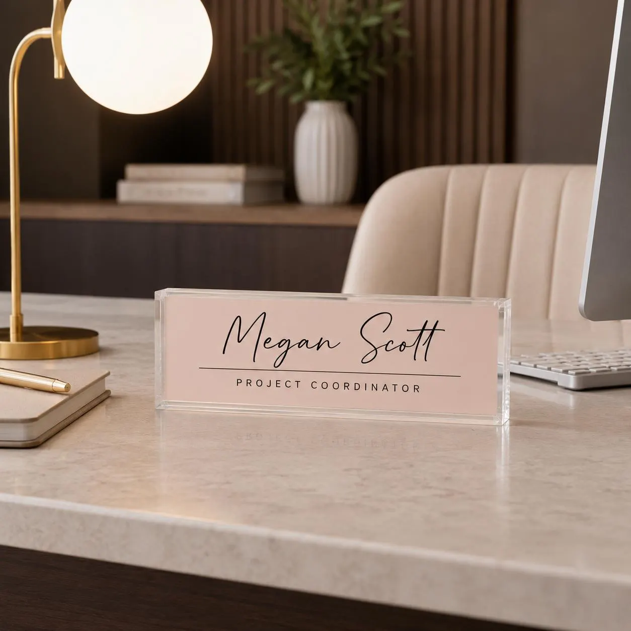 Personalized Office Desk Name Plate, Custom Acrylic Name Sign for Coworker, Employee Appreciation Gift, Home Office Desk Decor