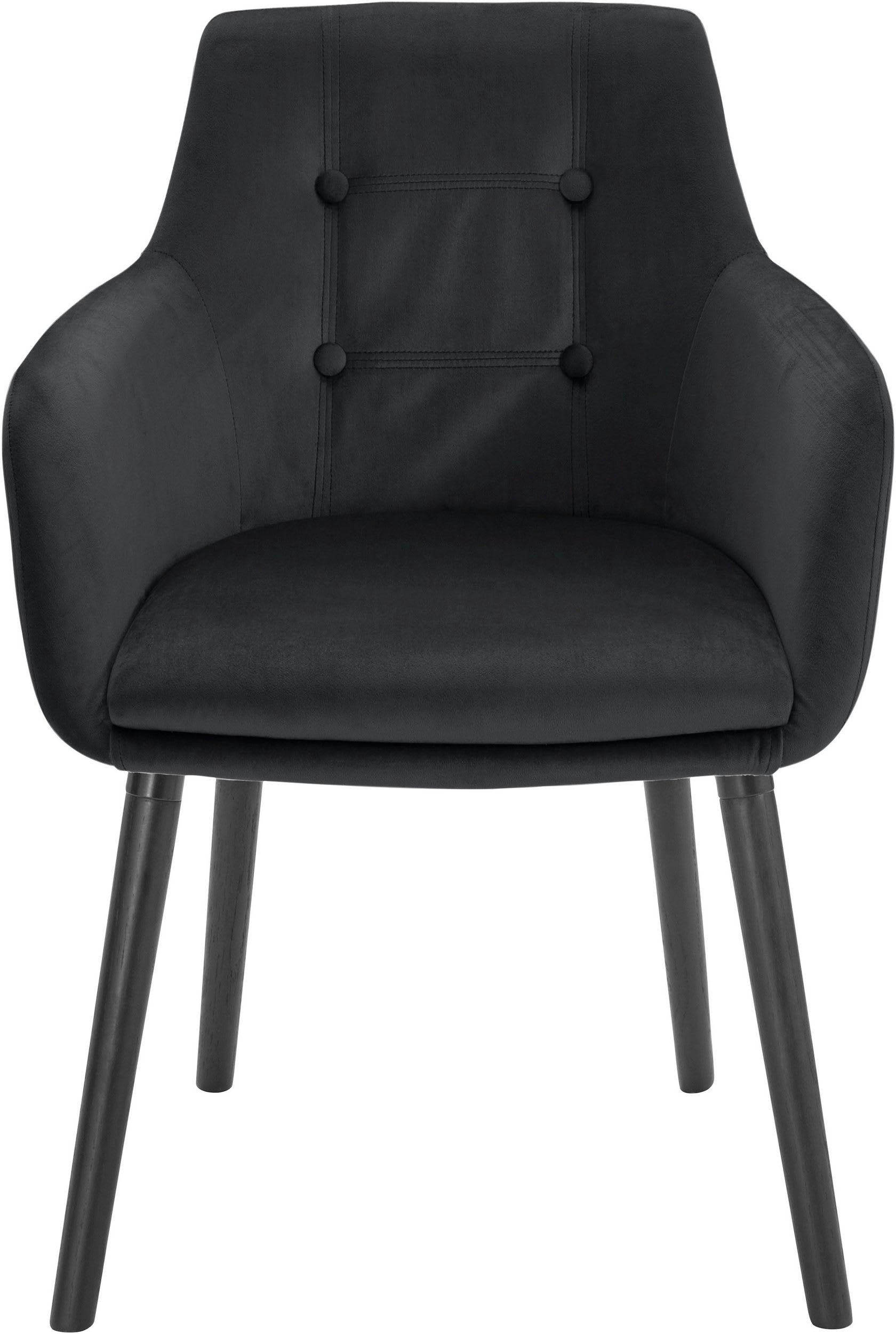 BUCKLEY - Chaises de salle à manger tapissées Ensemble de 2 en velours noir