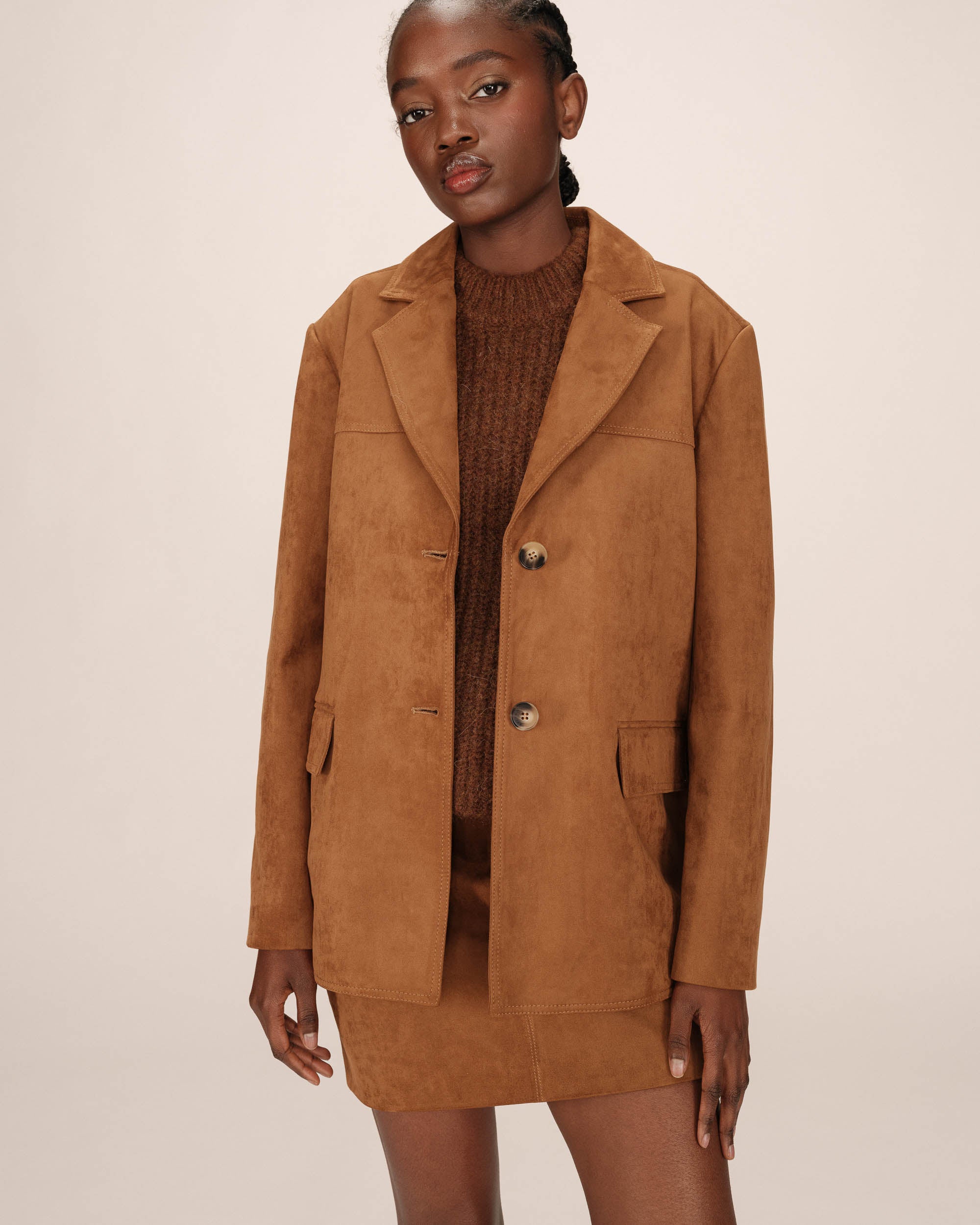 Blazer en suedine camel Shannon