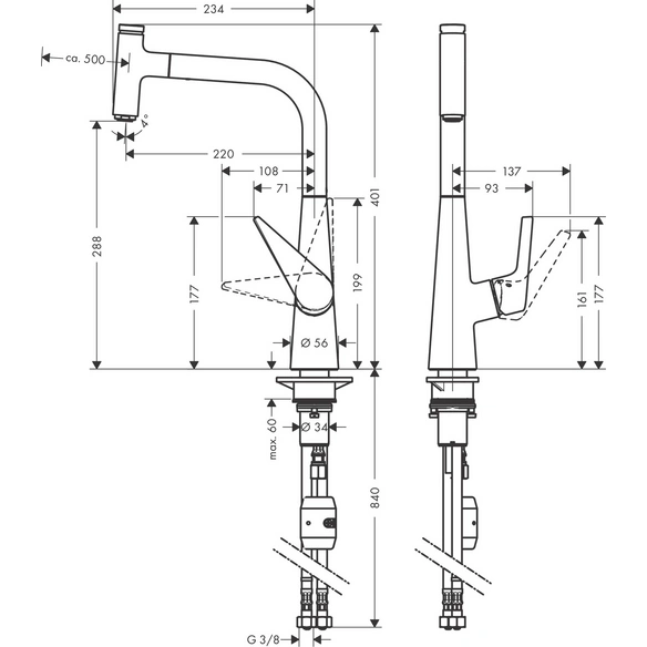 Armatur, »Talis Select M51«, rund, Ausladung 220 mm