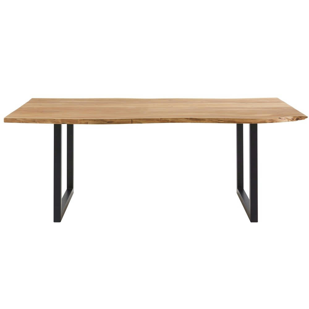 Palissandre - Table à manger industrielle en bois d'acacia et métal noir 8/10 personnes L200