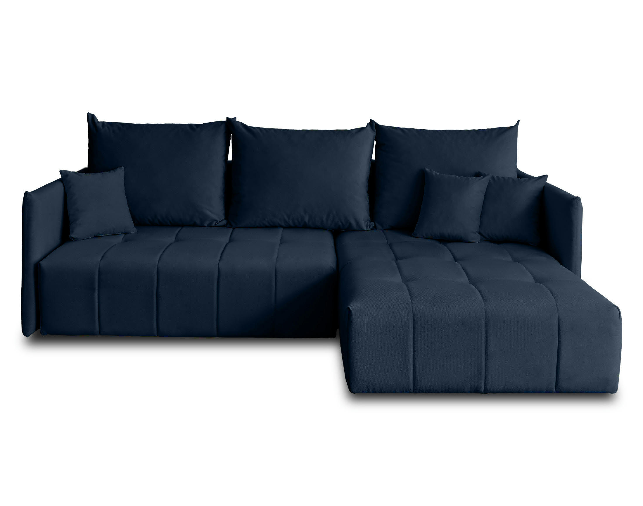 PETRA - Canapé d'angle réversible convertible 4 places en velours bleu nuit