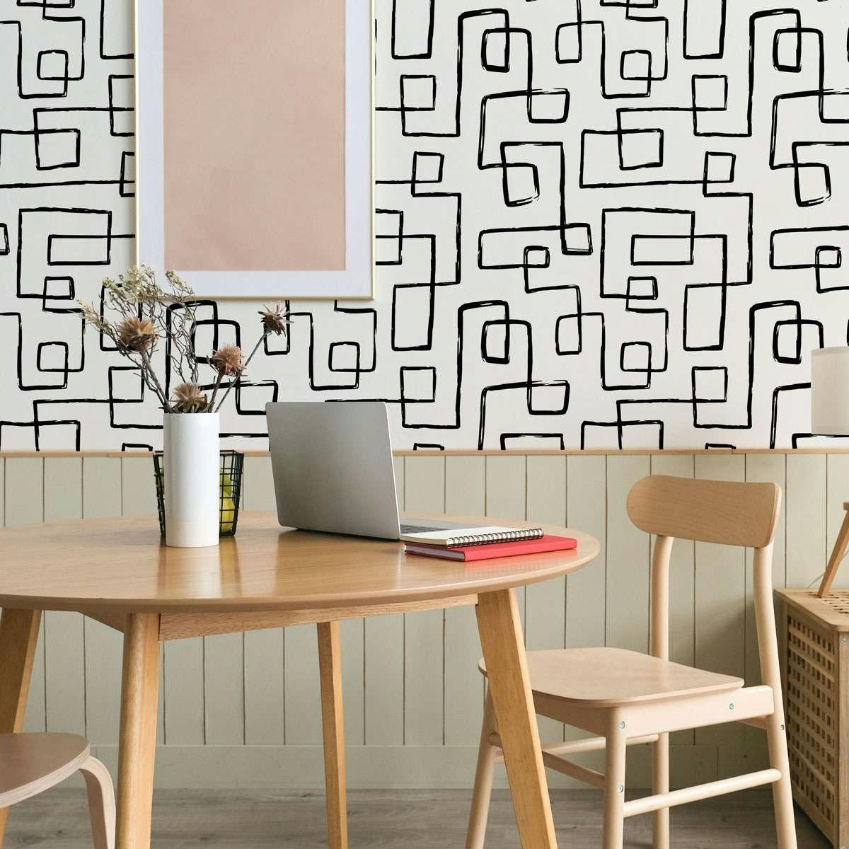 BALANCE - Papier peint vinyle adhésif équilibre noir 50x300 cm