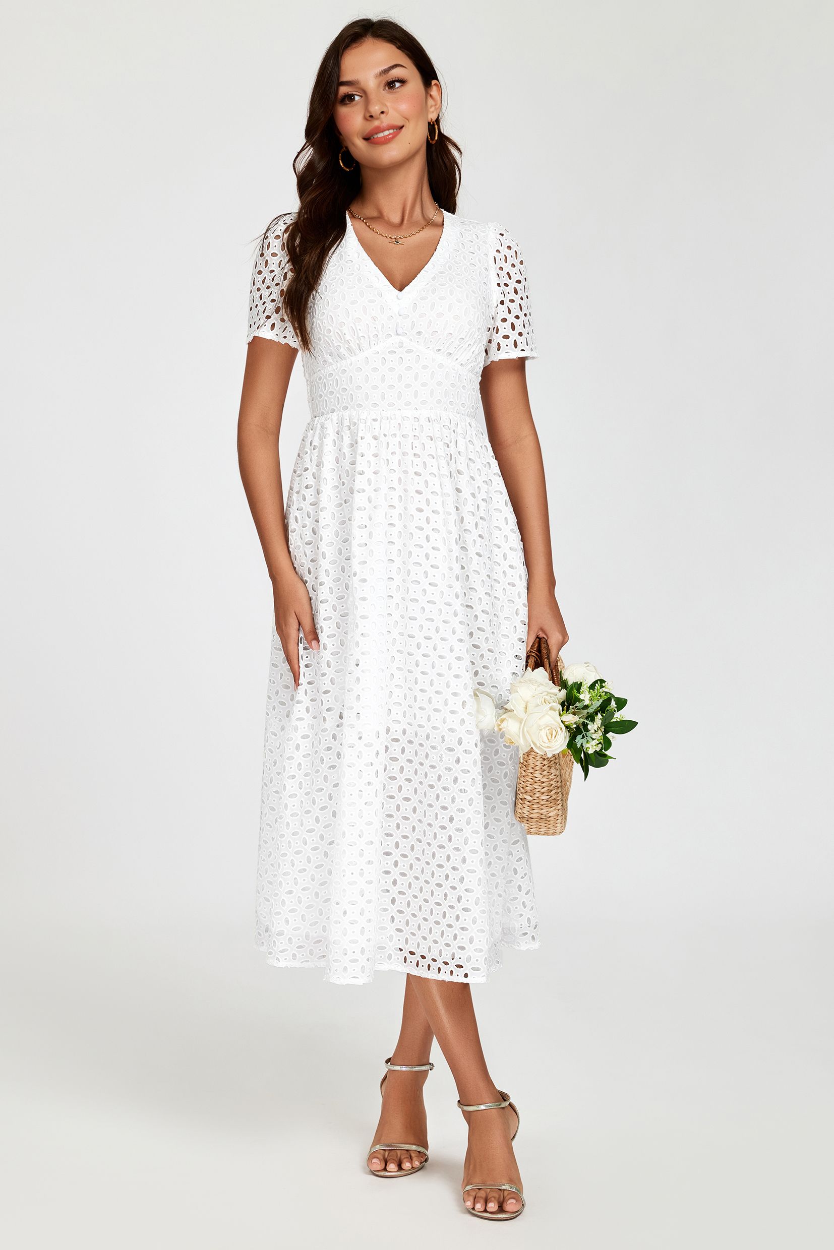 FS Collection Broderie Anglaise Midi Dress