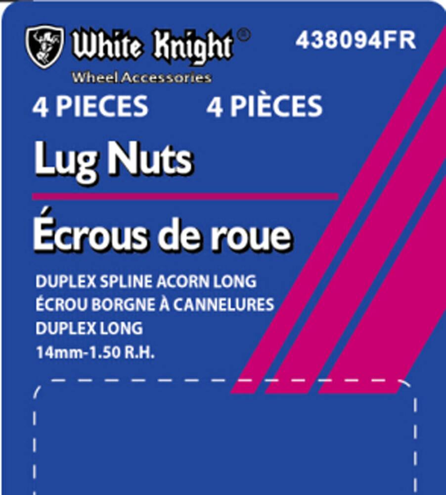 White Knight 438094FR Long Duplex Spline Lug Nuts, Chrome