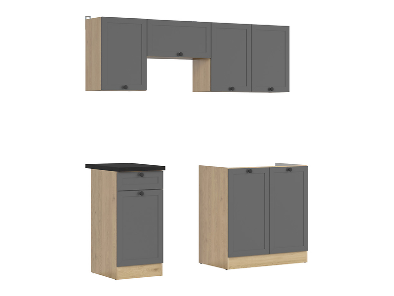 Komplet kuchenny Junona Line 180 cm grafitowy z blatem