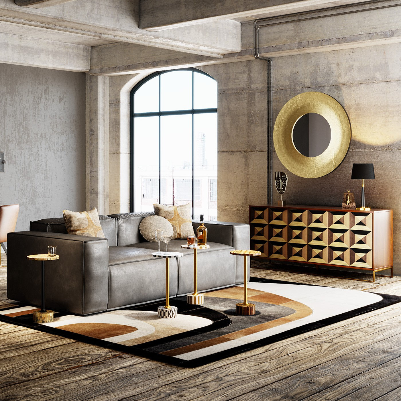 Bijzettafel Domero Cirque Ø25cm Goud Wit Kare Design