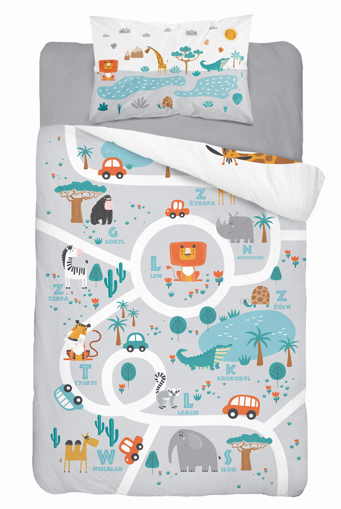Pościel do łóżeczka Mapa Zoo 100x135 Detexpol