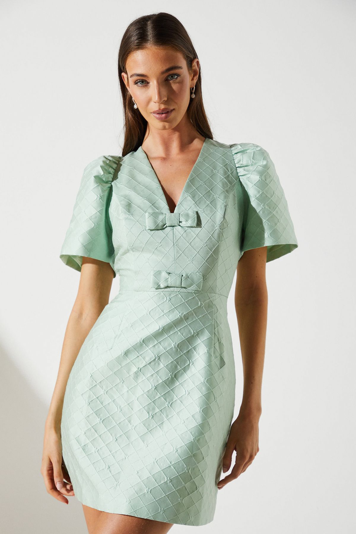 Coast Jacquard Bow Mini Dress