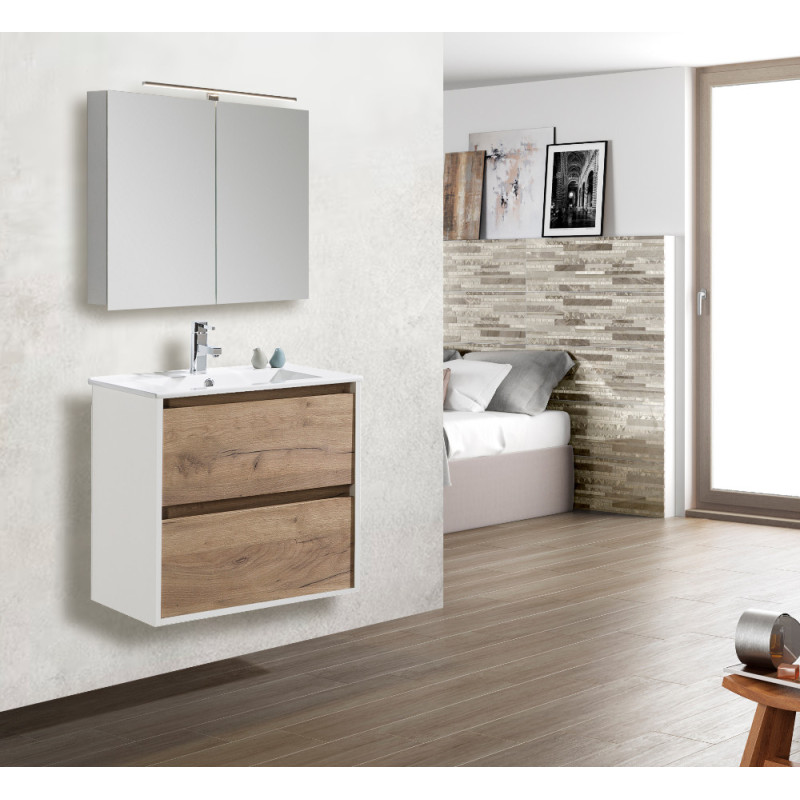 Meuble sous plan Melanie chêne et blanc 60 cm THYS