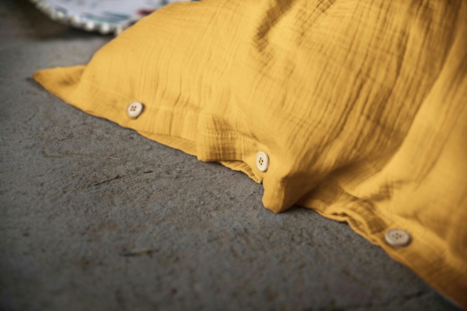 JAUNE - Housse de couette gaze de coton jaune 200x200 cm