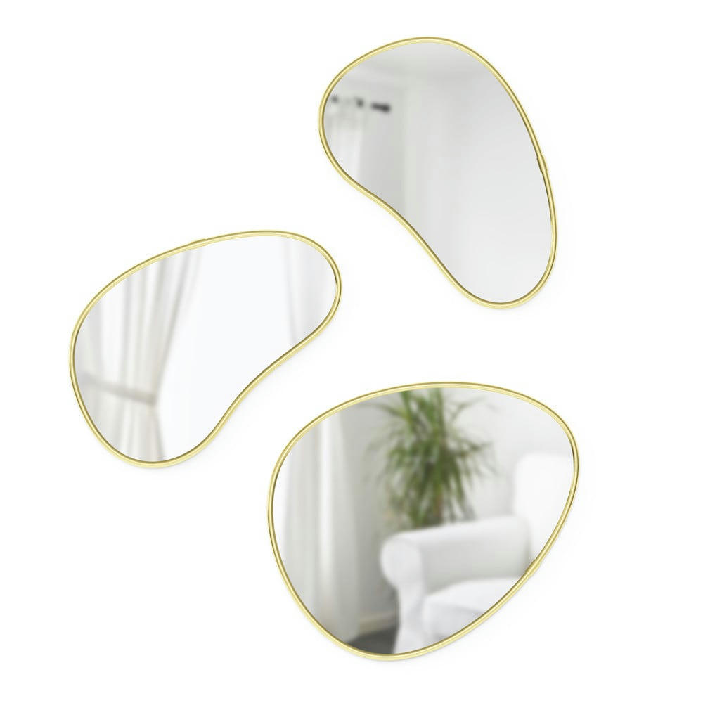 HUB - Set de 3 miroirs hubba pebble verre doré