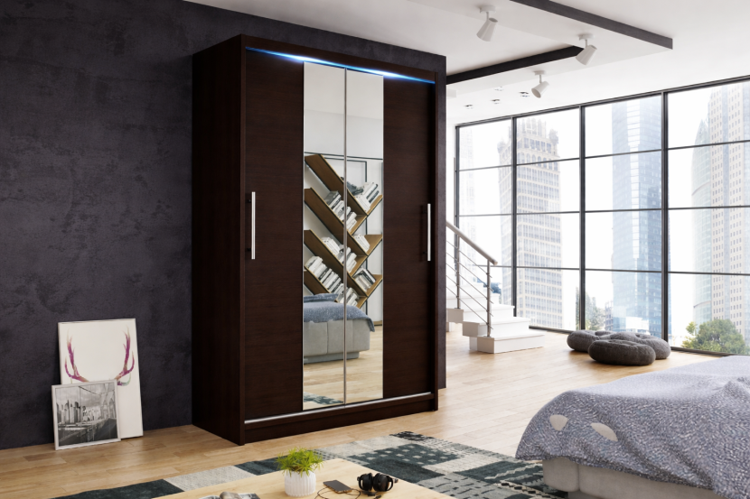 Szafa przesuwna NIKO2 120cm wenge   srebrne dodatki