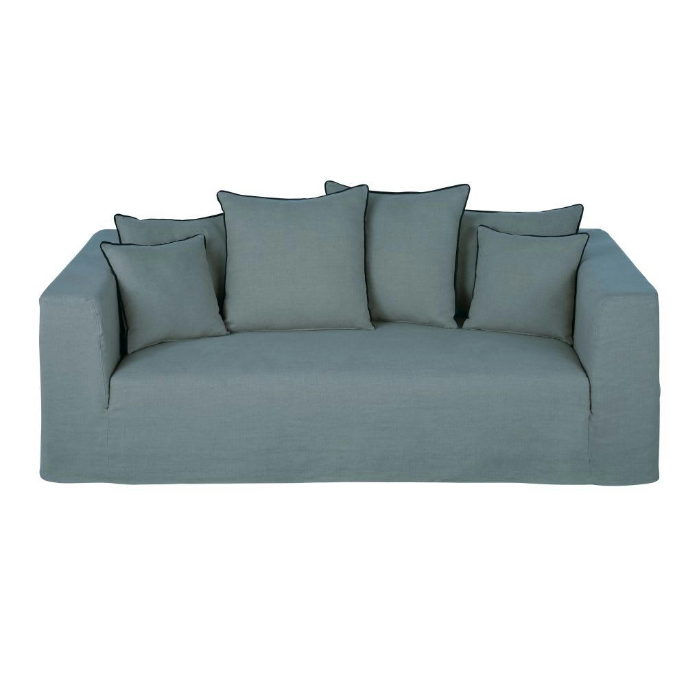 Gipsy - Canapé 3 places en lin bleu céladon