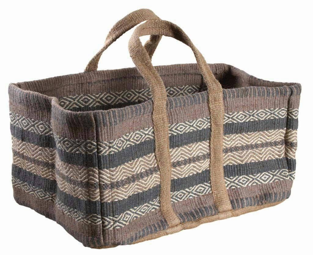 - Sac à bûches en toile de jute épaisse pampa beige et gris