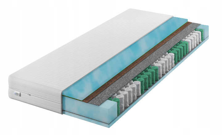 Materac sprężynowy GOLD Aqua   Kokos 70x200 21cm|7-stref | H3/H4 |