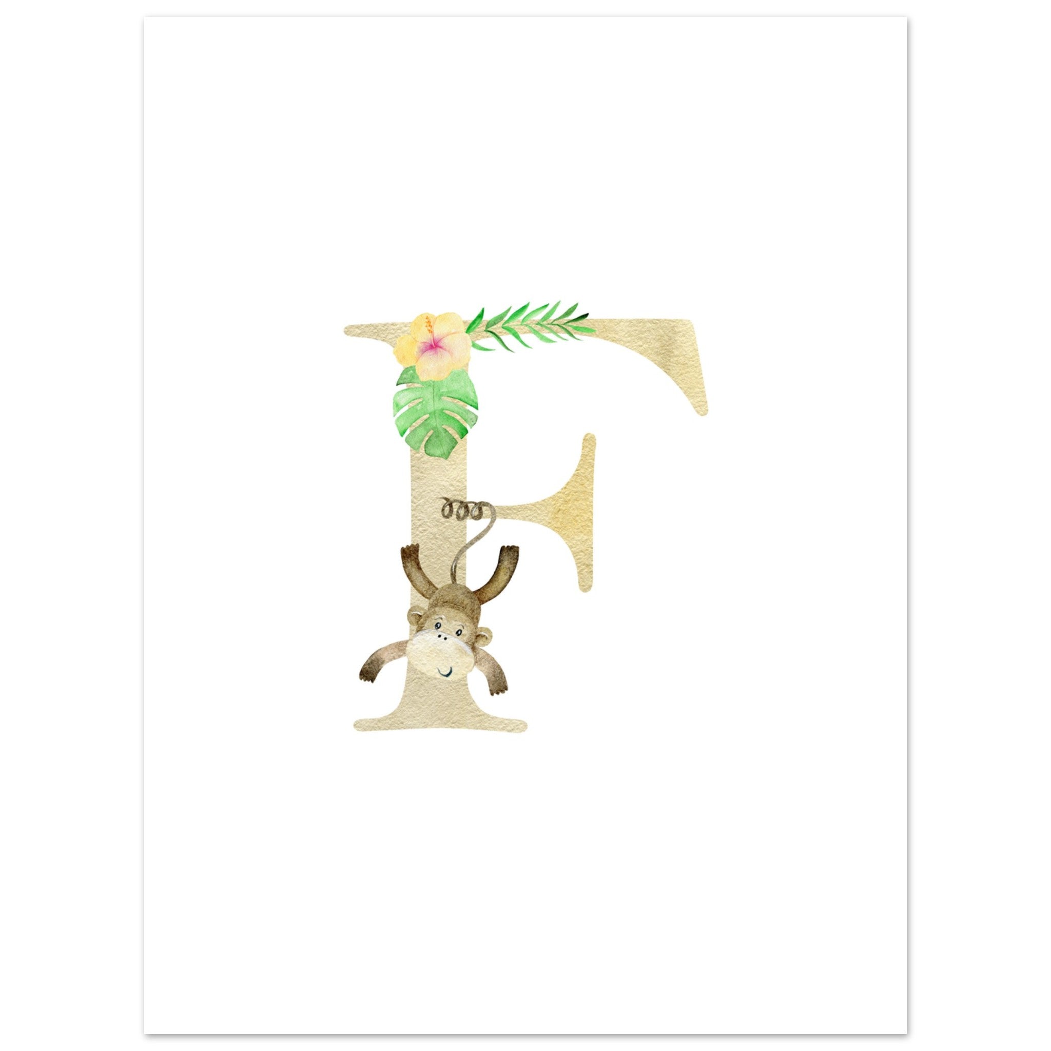 Artfulprints Poster Letter F kindernaam  - 30x40 cm - Meerkleurig