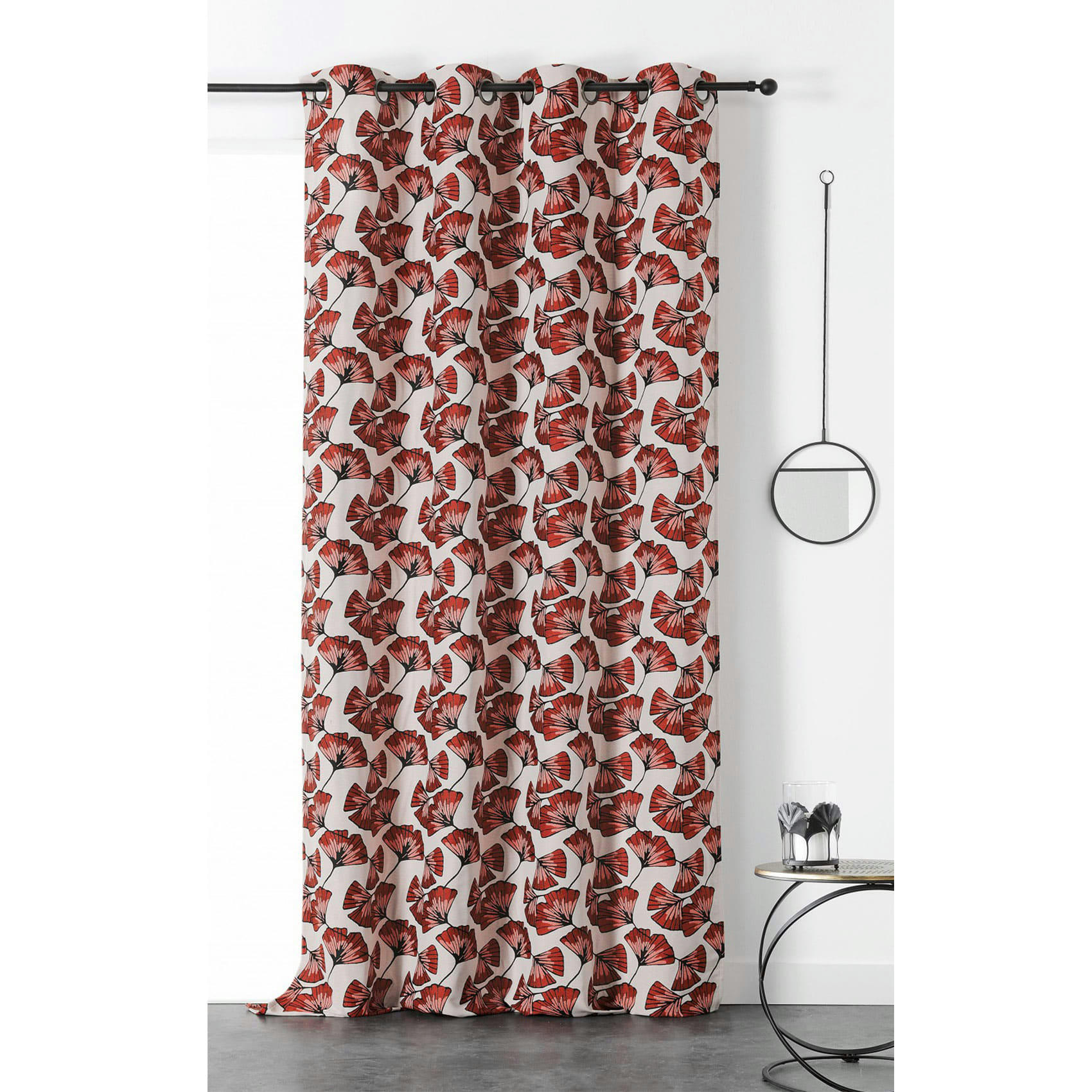 - Rideau jacquard biloba polyester/jacquard rouge 140x240 cm