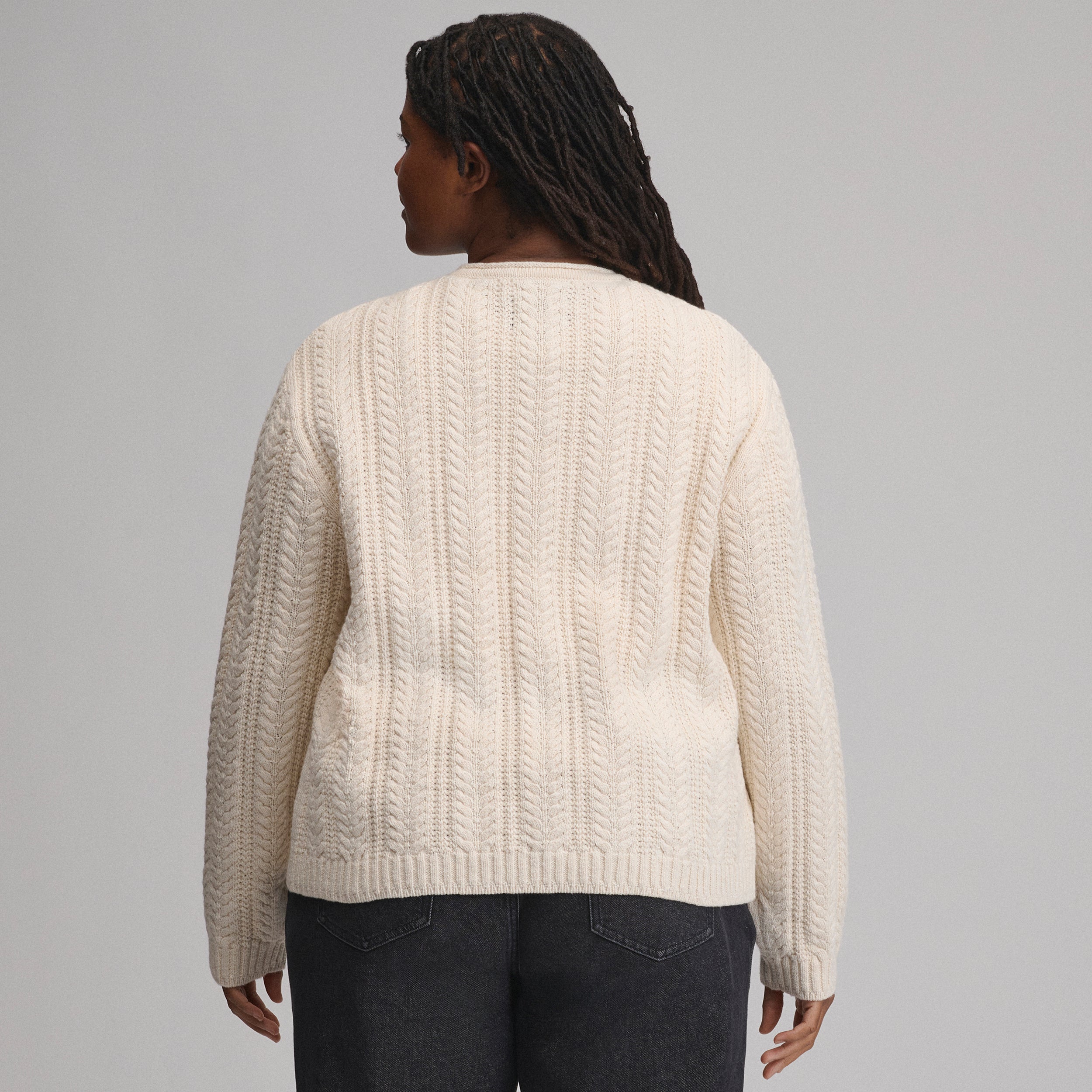 Women's Cotton Cable Crew Sweater