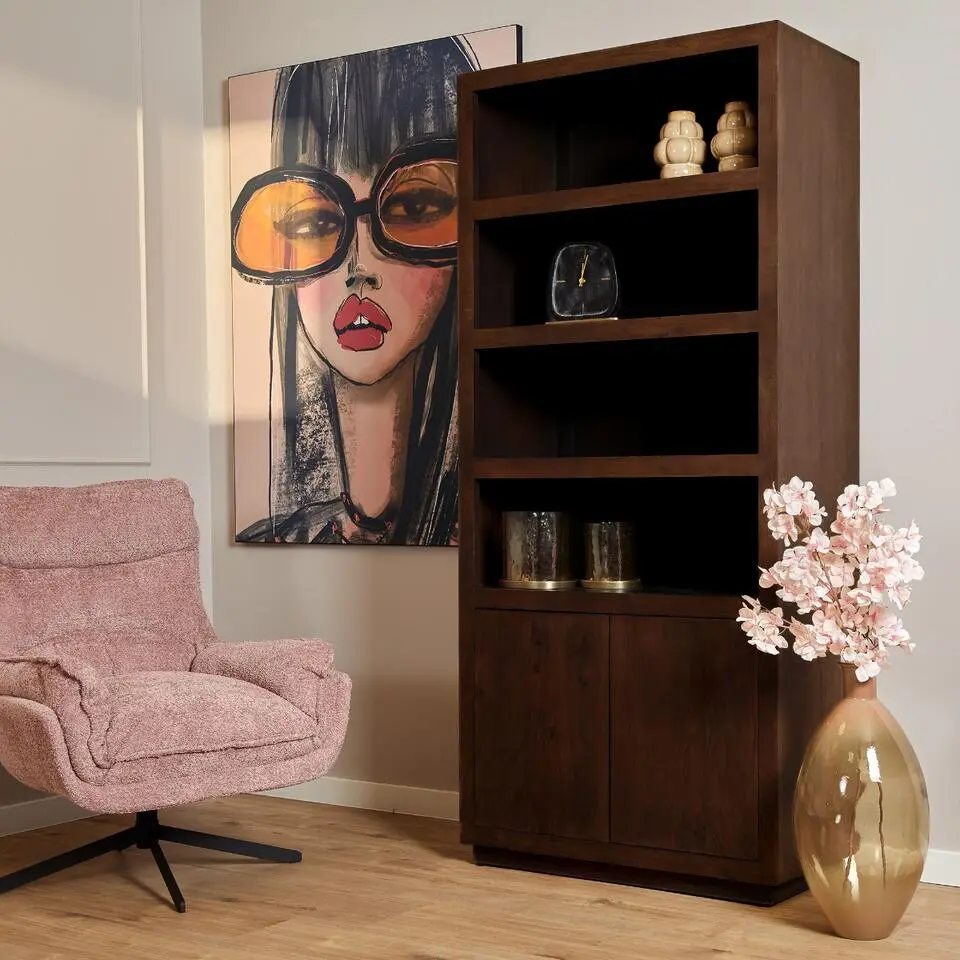 Boekenkast Bruin Hout - 90x45x200cm - Brussel