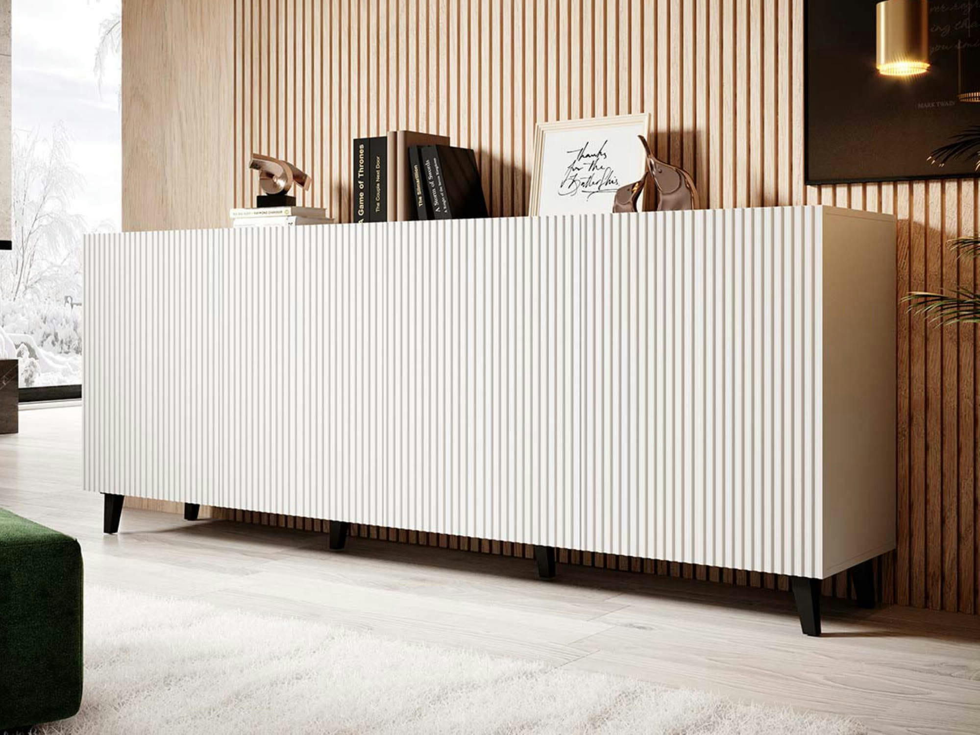 SANNA - Buffet bas contemporain 200 cm blanc