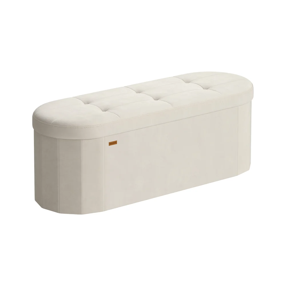 Banc de rangement pliable en velours pour salon et chambre
