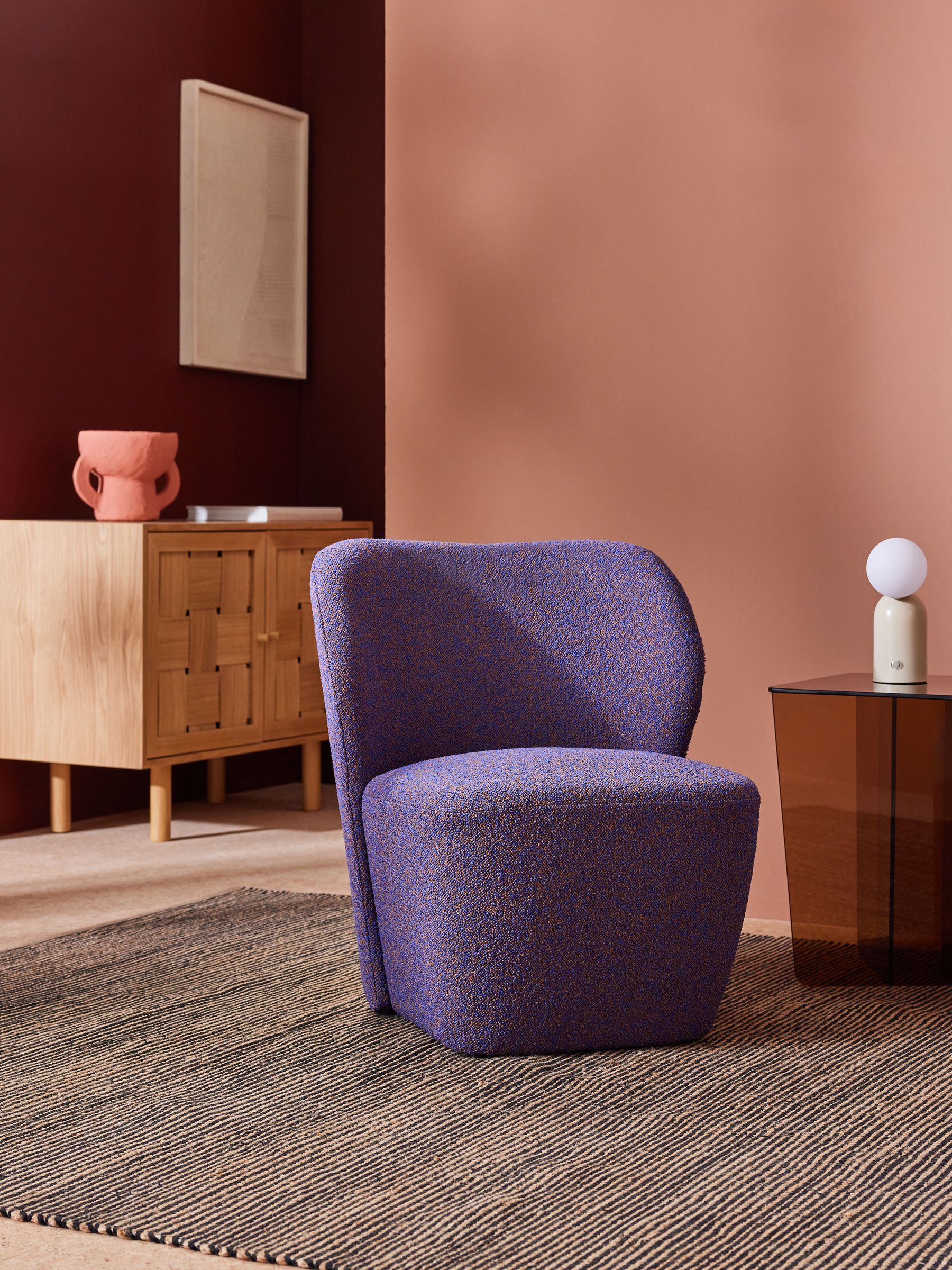 Topeka Accent Chair in Cobalt Blue Pax Boucle