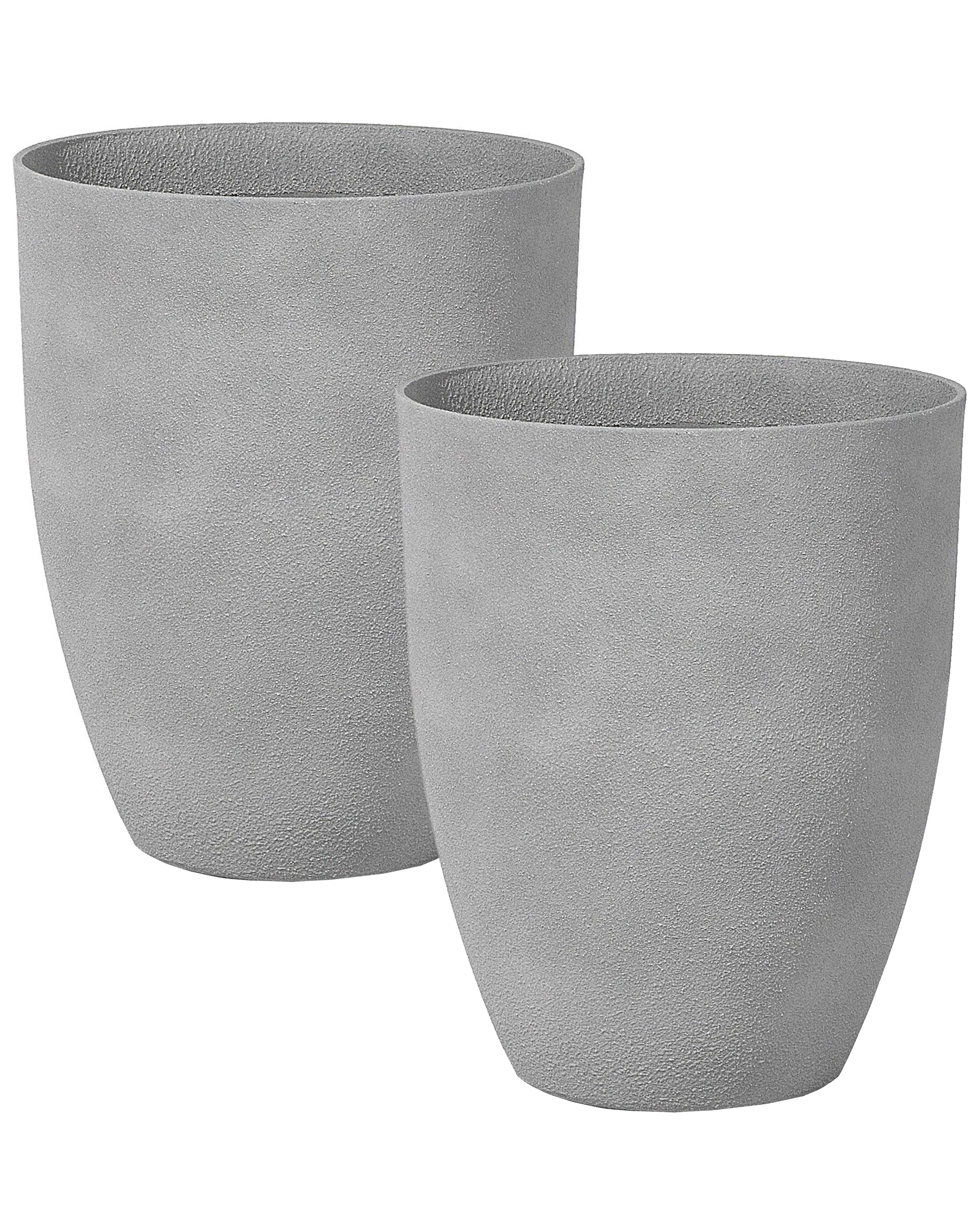 Set of 2 Plant Pots CROTON 43 cm Grey