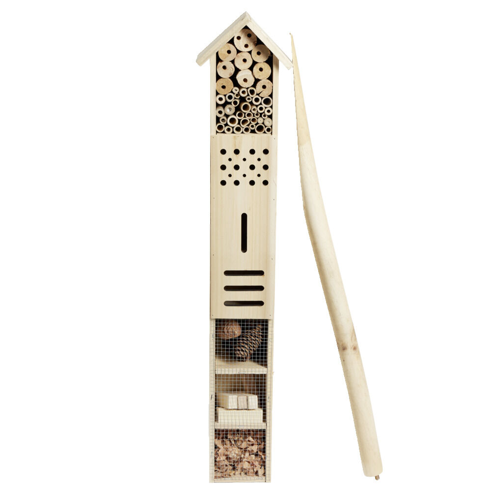 Hôtel à insectes en bois 14,5x10x160cm