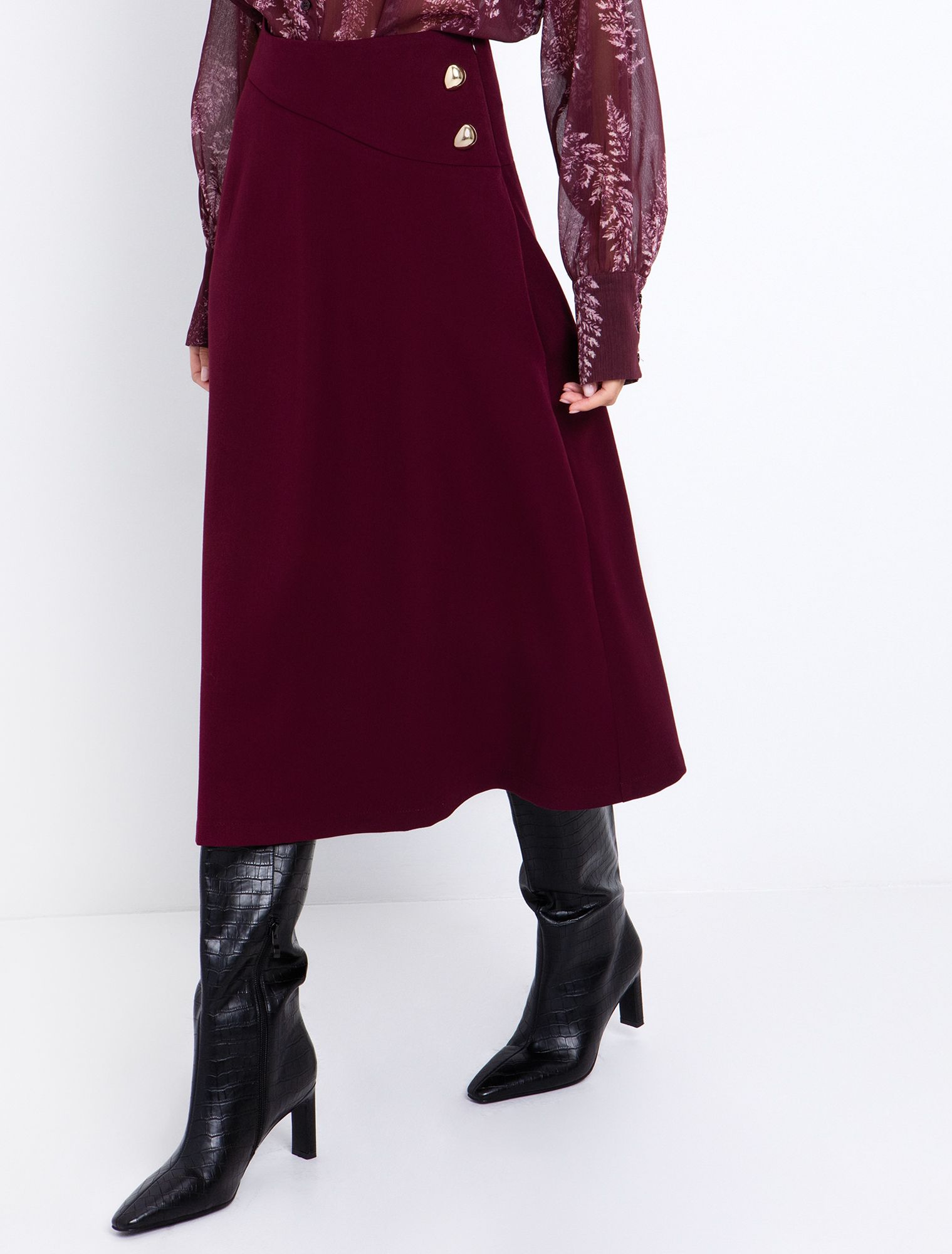 Midi φούστα με κουμπιά