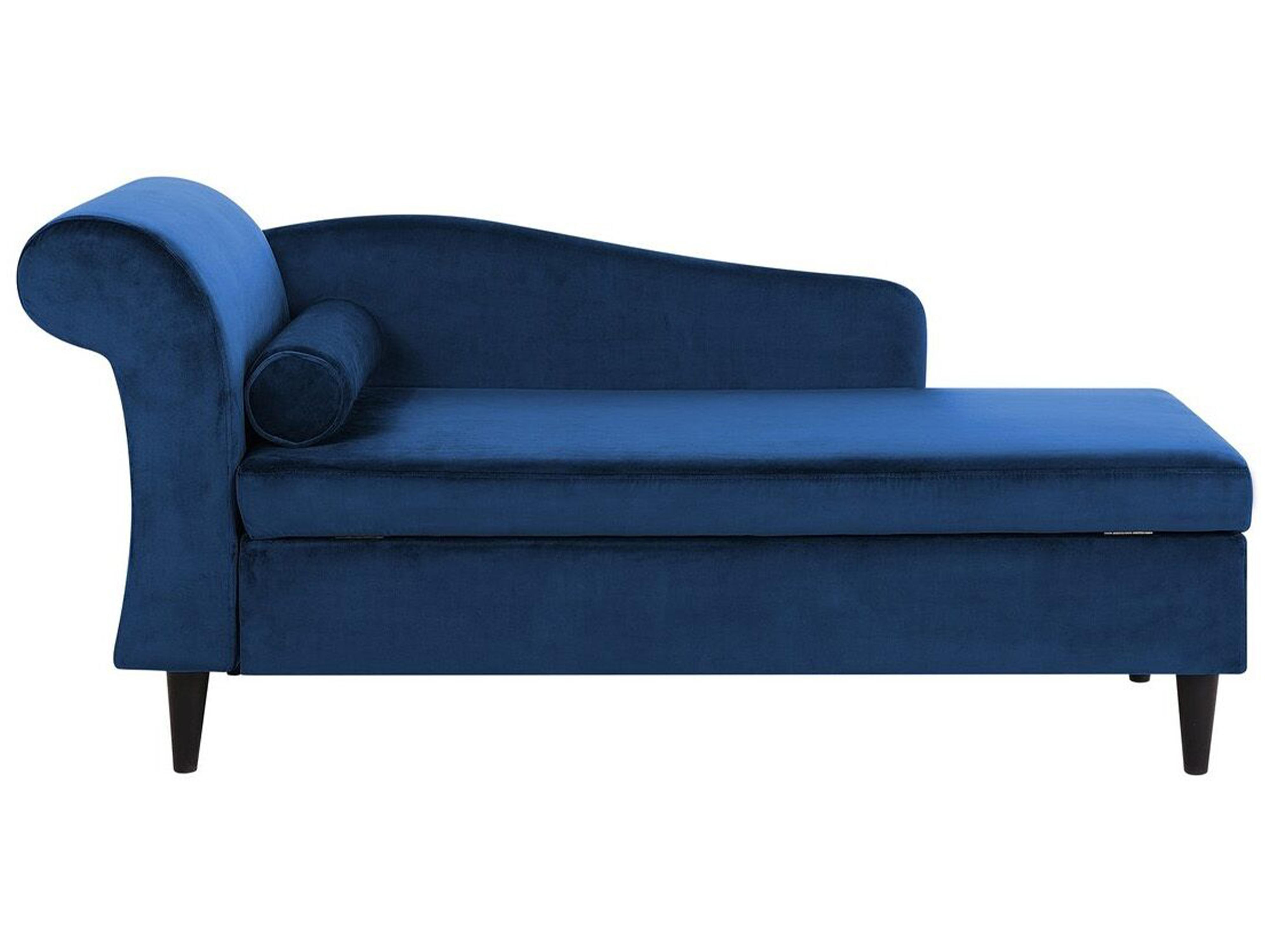 Left-Hand Chaise Longue LUIRO Velvet Navy Blue with Storage