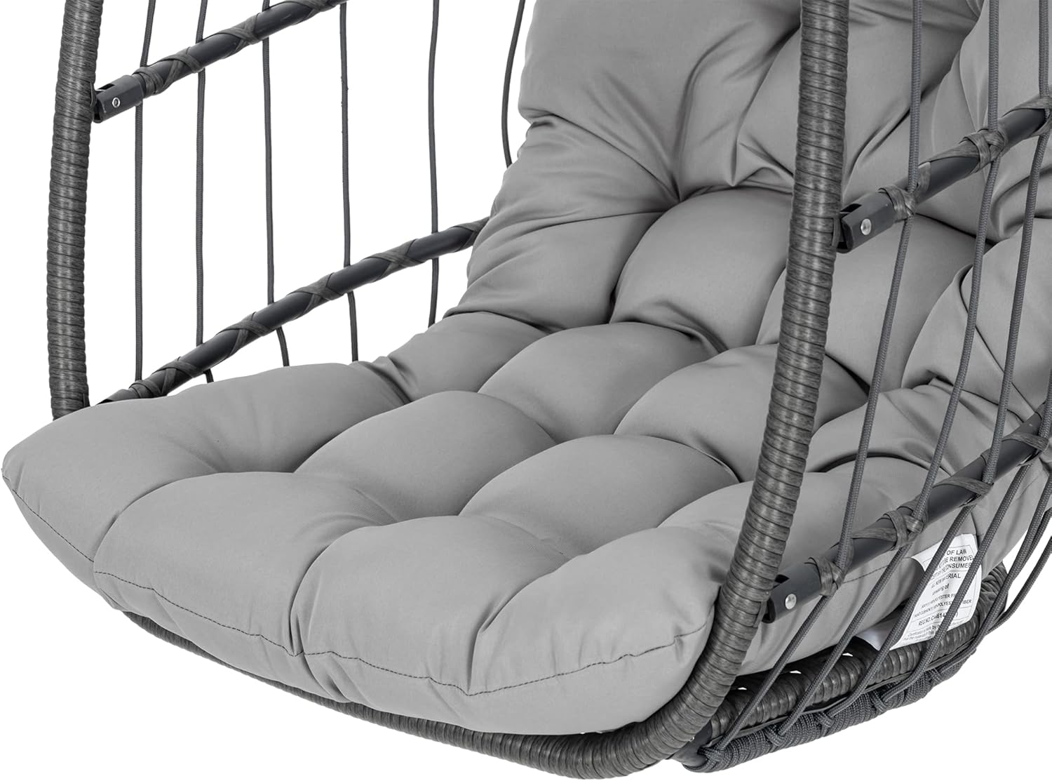 Yechen Swing Egg Chair Without Stand Indoor Outdoor, Foldable Wicker Rattan Hanging Egg Chairs Hammock Egg Basket Chair with Aluminum Frame & UV Resistant Cushions for Bedroom Patio Porch