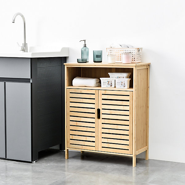 Meuble de rangement Eslöv à 2 portes 81 x 65,5 x 31 cm en bambou en.casa