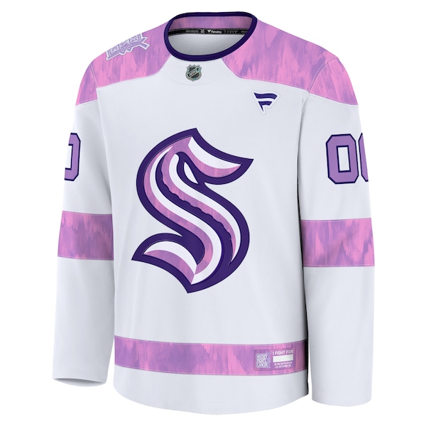 Seattle Kraken  2024 Hockey Fights Cancer Custom Practice Jersey - White