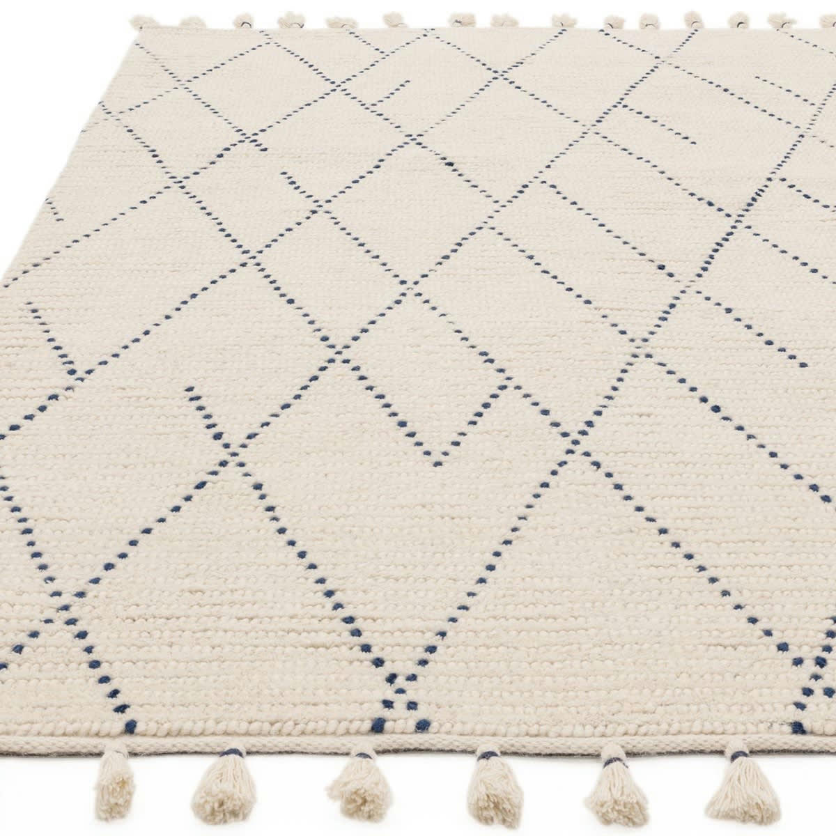 KASBA - Tapis de salon en laine ecru 200x290 cm